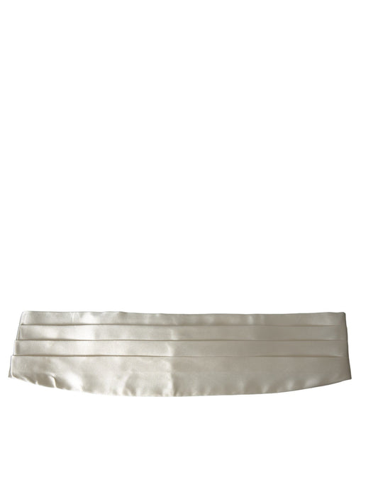 Dolce & Gabbana White Men Wide Waist Silk Belt Cummerbund IT48 / M