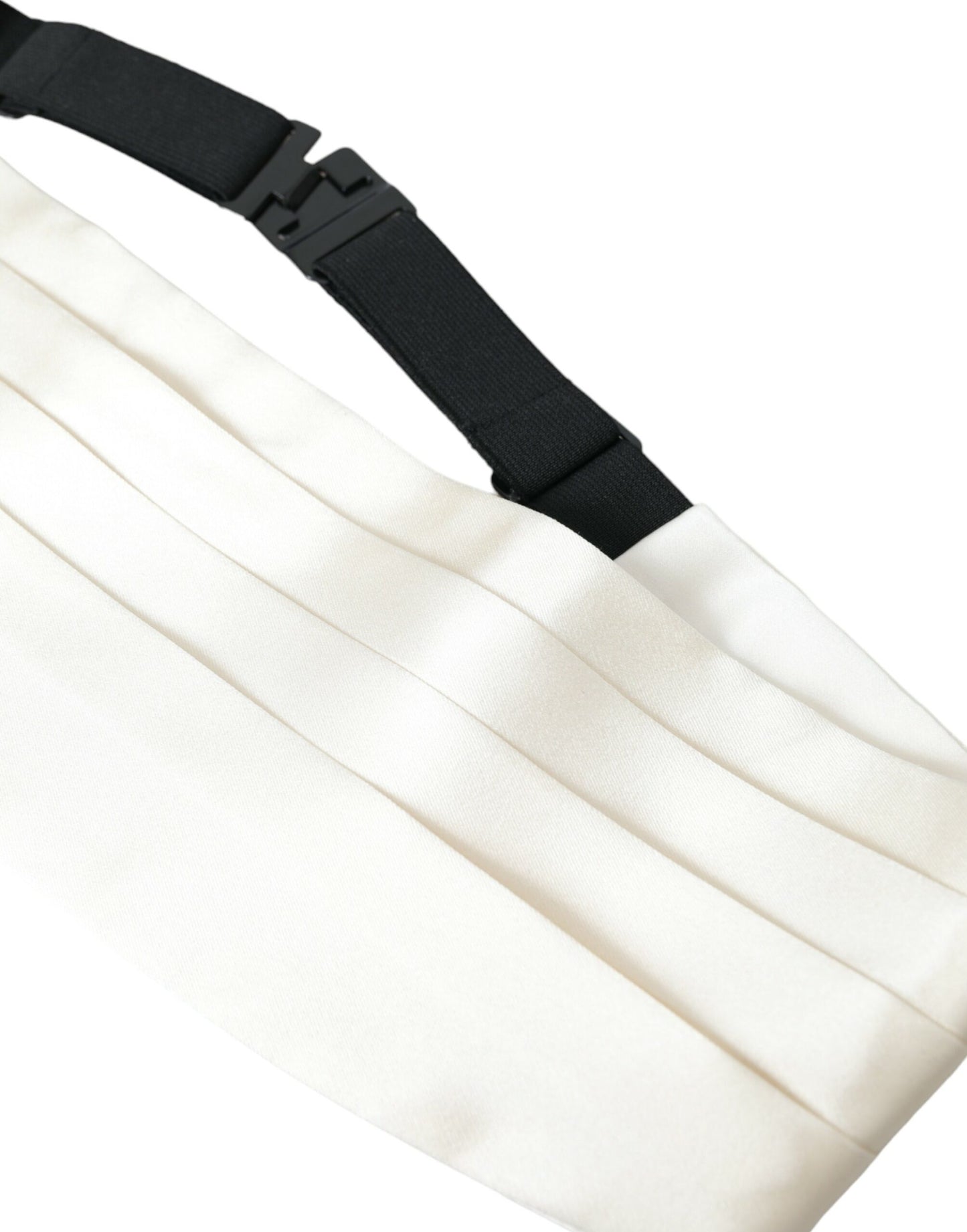 Dolce & Gabbana White Men Wide Waist Silk Belt Cummerbund IT48 / M