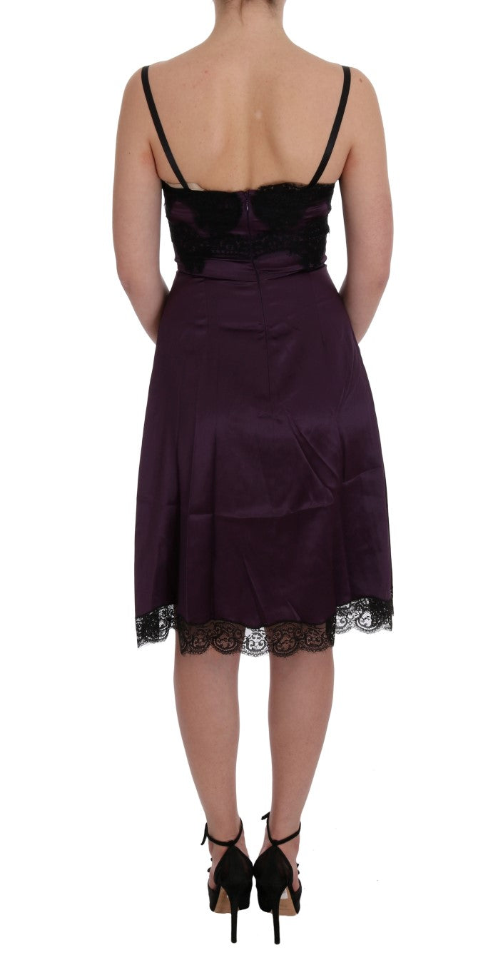 Dolce & Gabbana Elegant Purple Silk Lace Shift Dress IT36 / XS