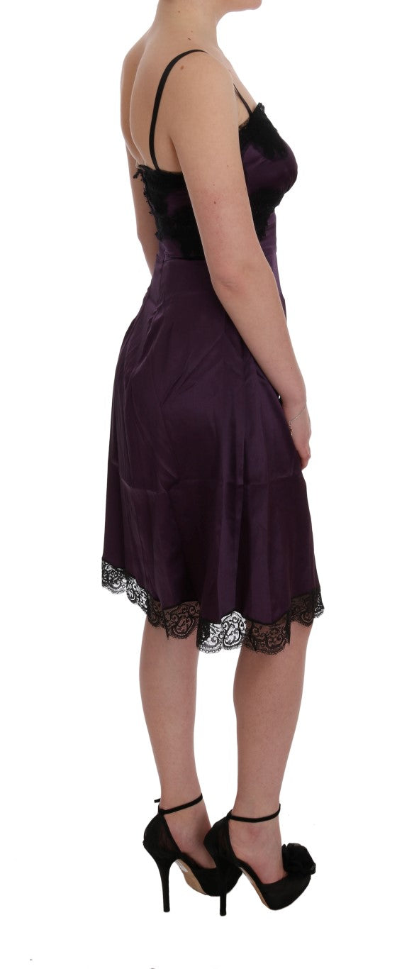 Dolce & Gabbana Elegant Purple Silk Lace Shift Dress IT36 / XS