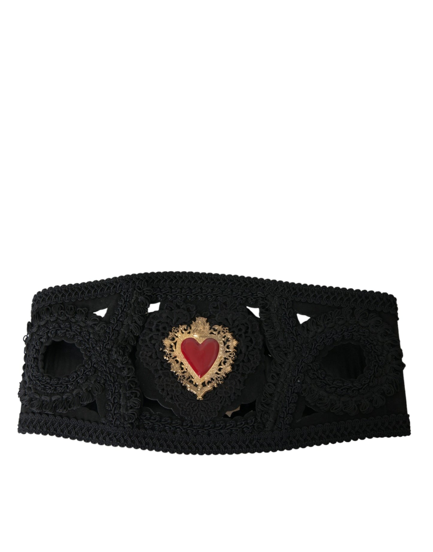 Dolce & Gabbana Black Canvas Embellished Waist Women Belt IT42 / M