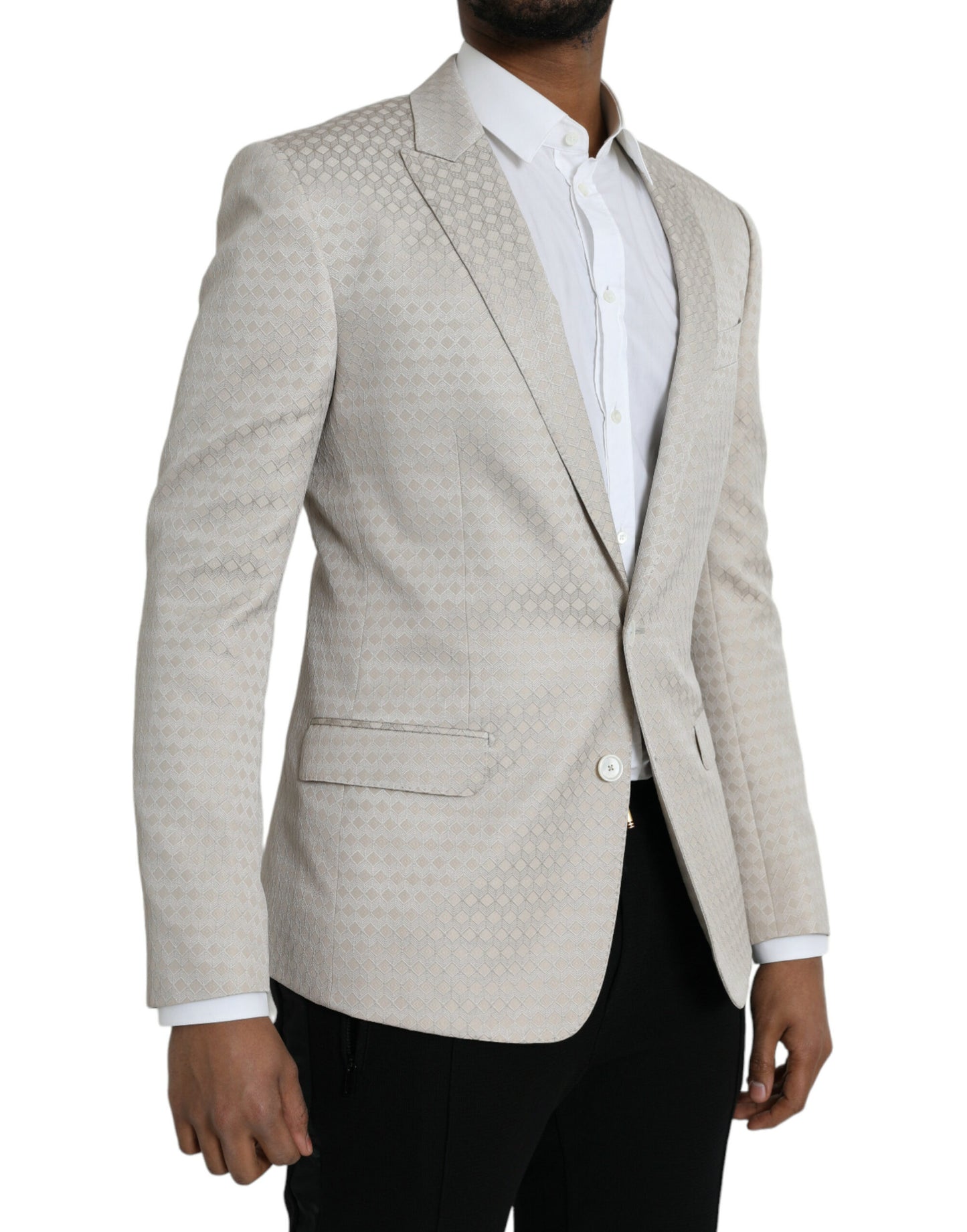 Dolce & Gabbana Beige MARTINI Single Breasted Coat Blazer IT48 / M