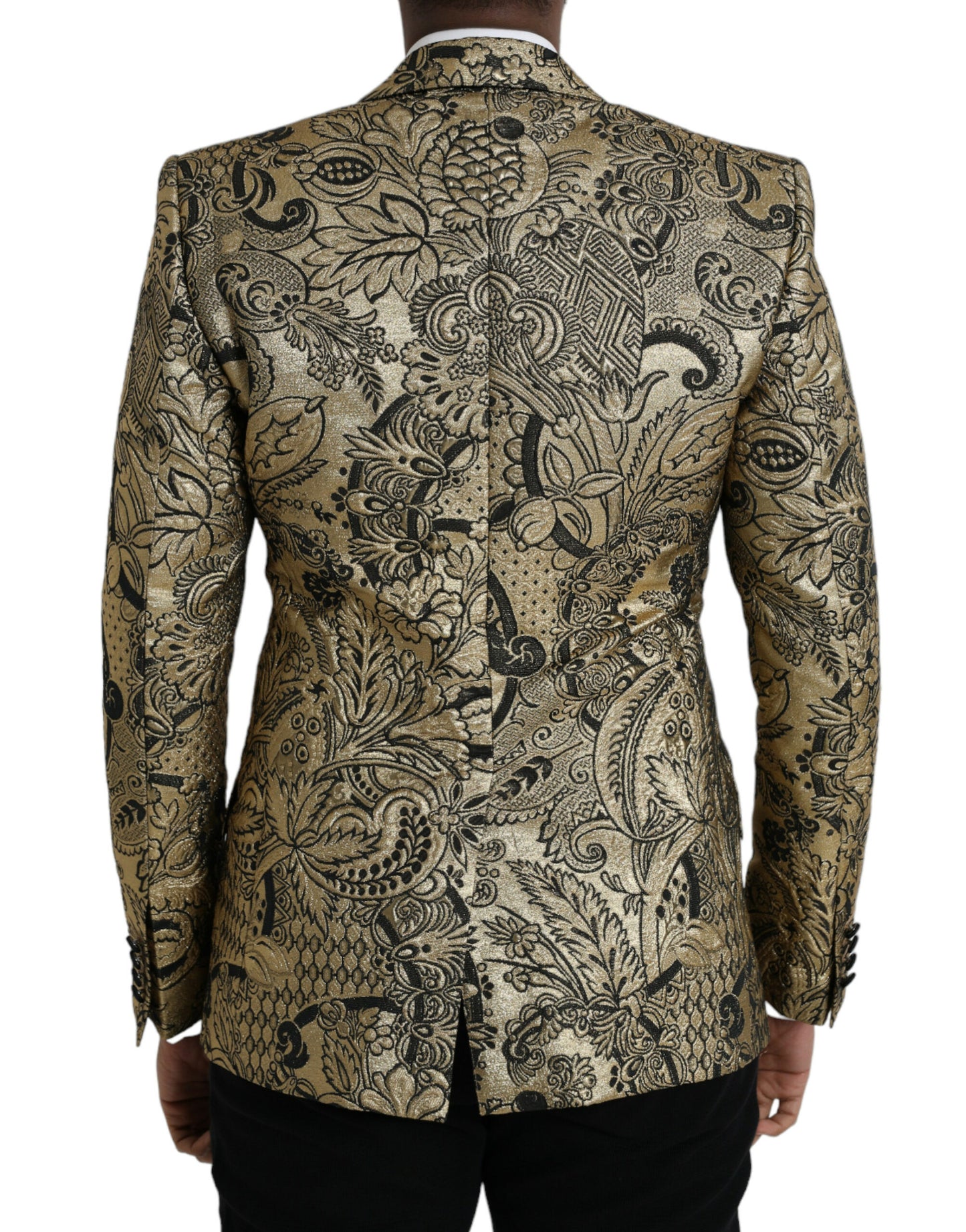 Dolce & Gabbana Gold SICILIA Jacquard Single Breasted Coat Blazer IT48 / M