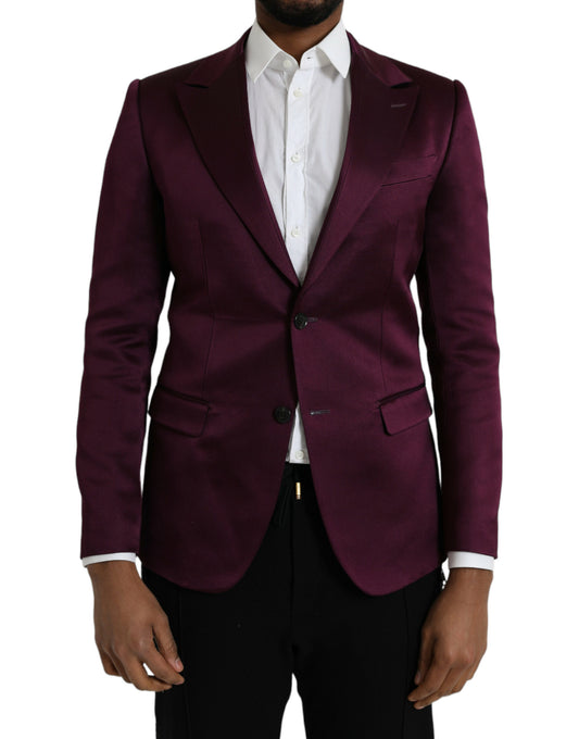 Dolce & Gabbana Maroon Silk Single Breasted Coat Blazer IT46 / S