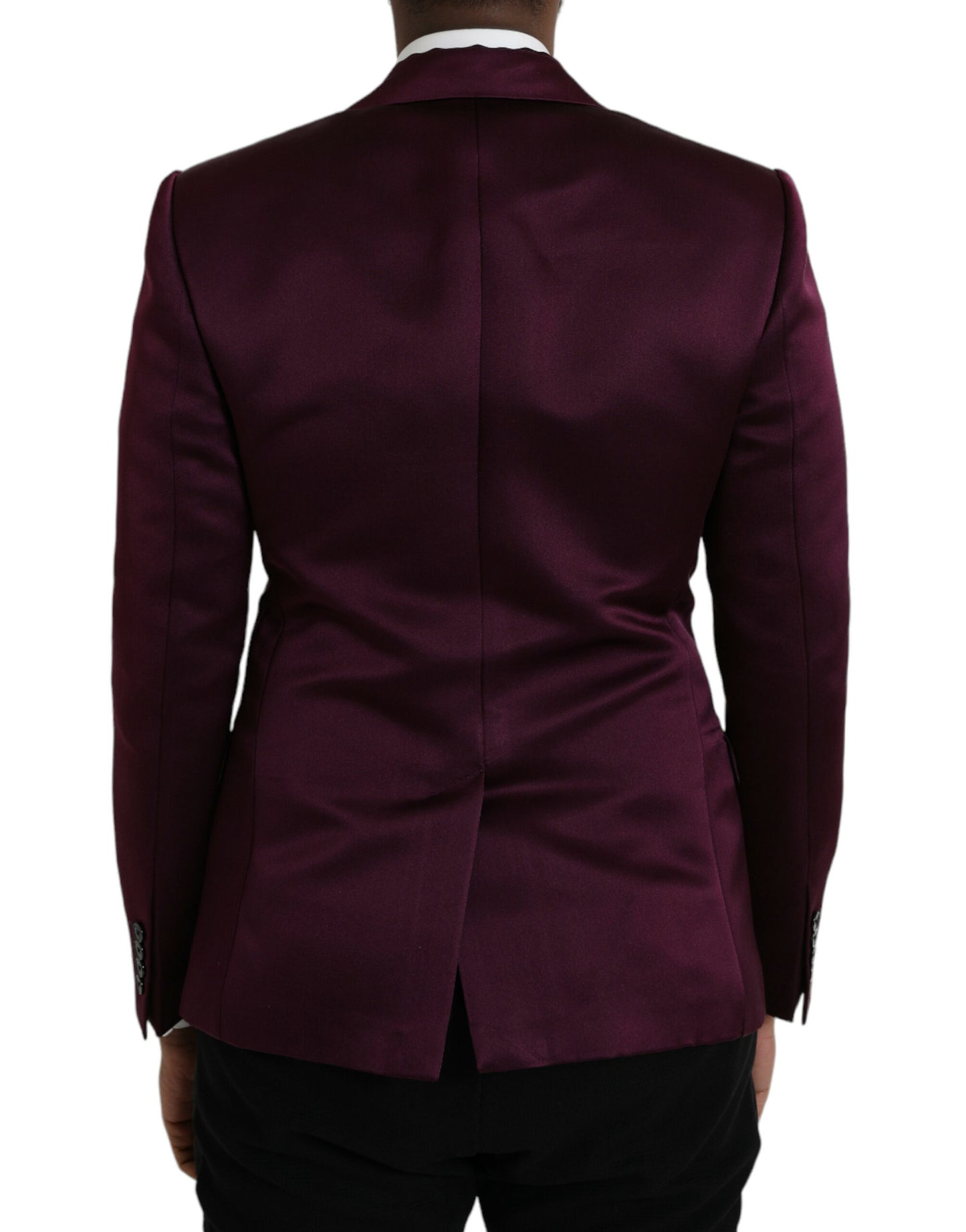 Dolce & Gabbana Maroon Silk Single Breasted Coat Blazer IT46 / S