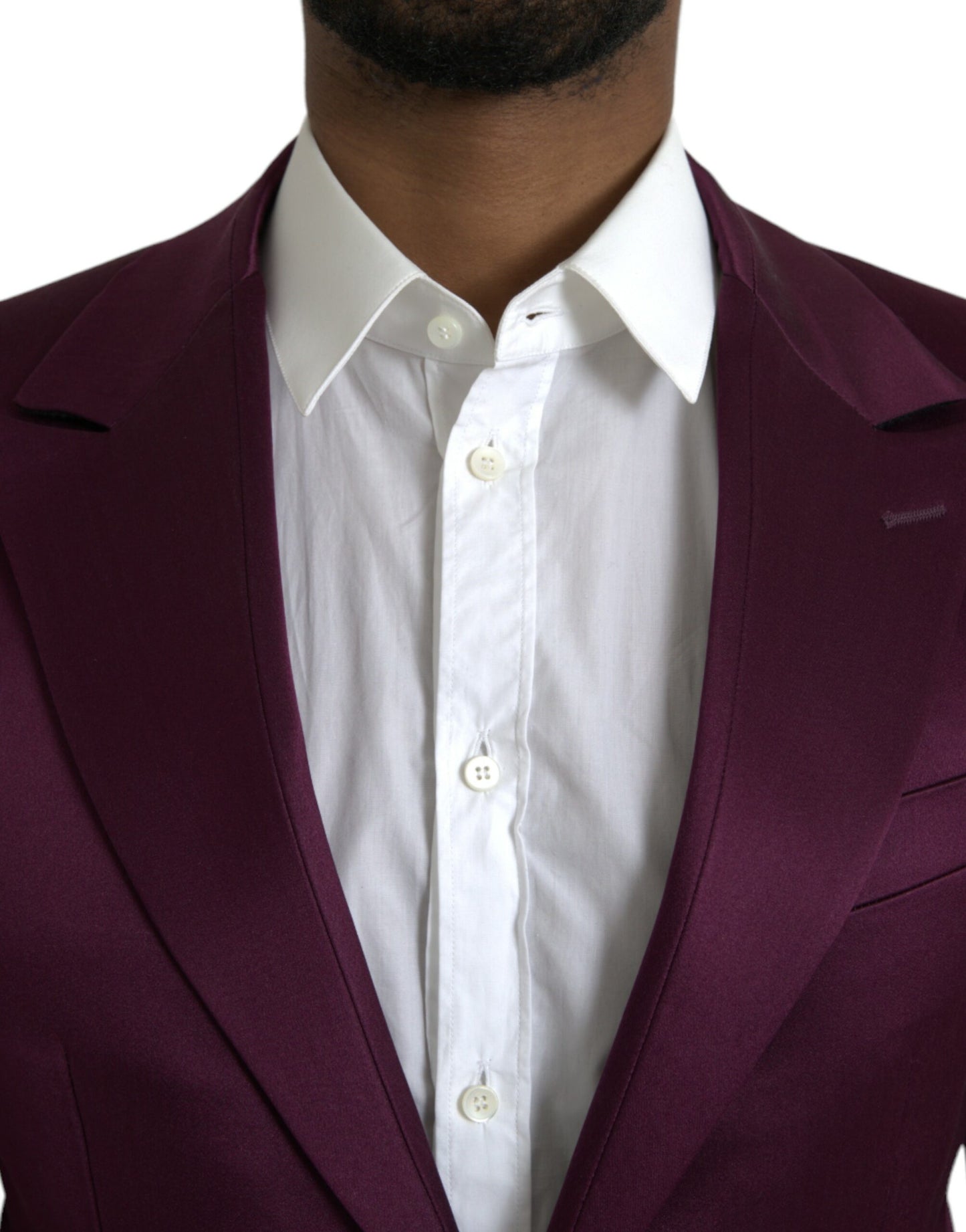 Dolce & Gabbana Maroon Silk Single Breasted Coat Blazer IT46 / S