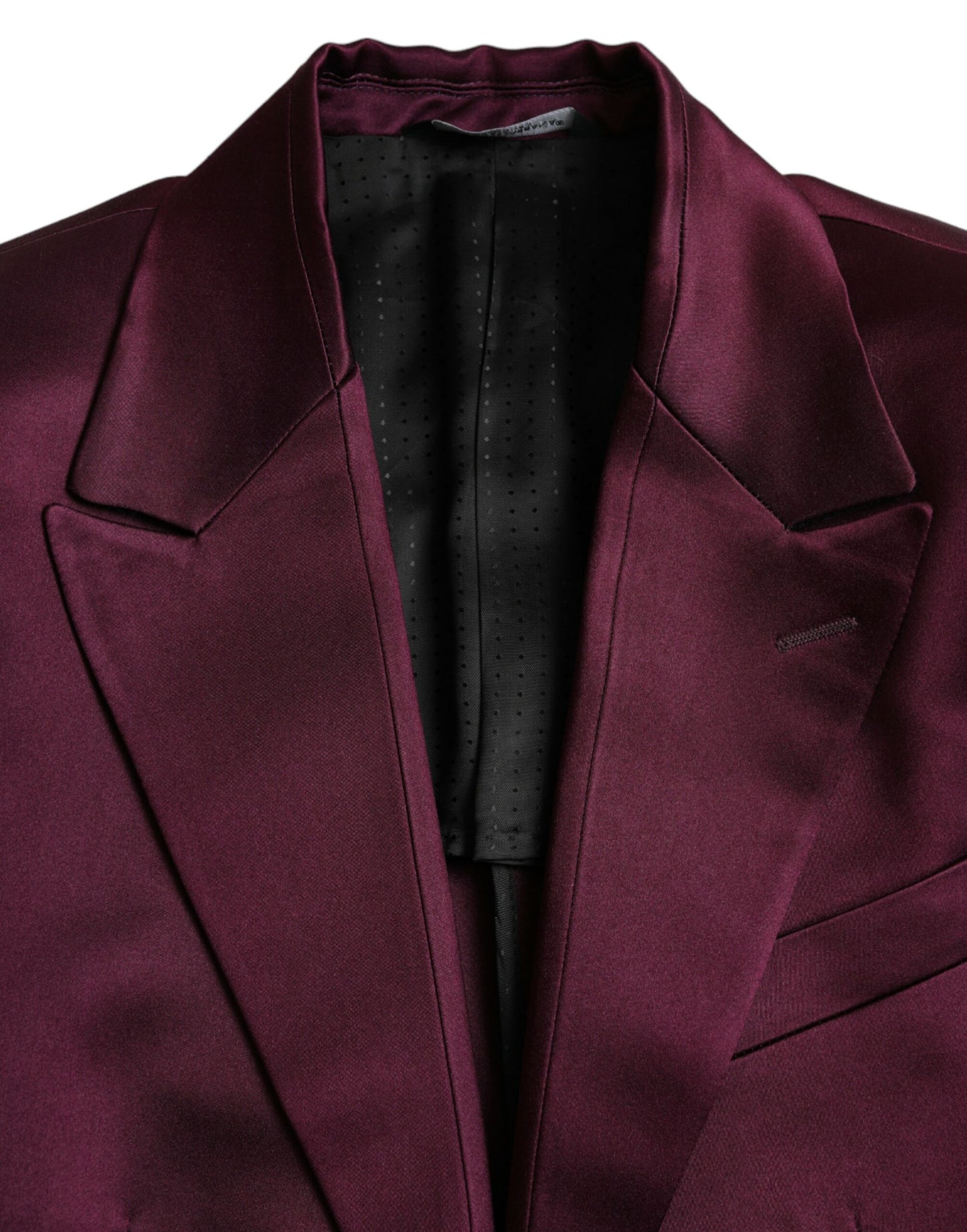 Dolce & Gabbana Maroon Silk Single Breasted Coat Blazer IT46 / S