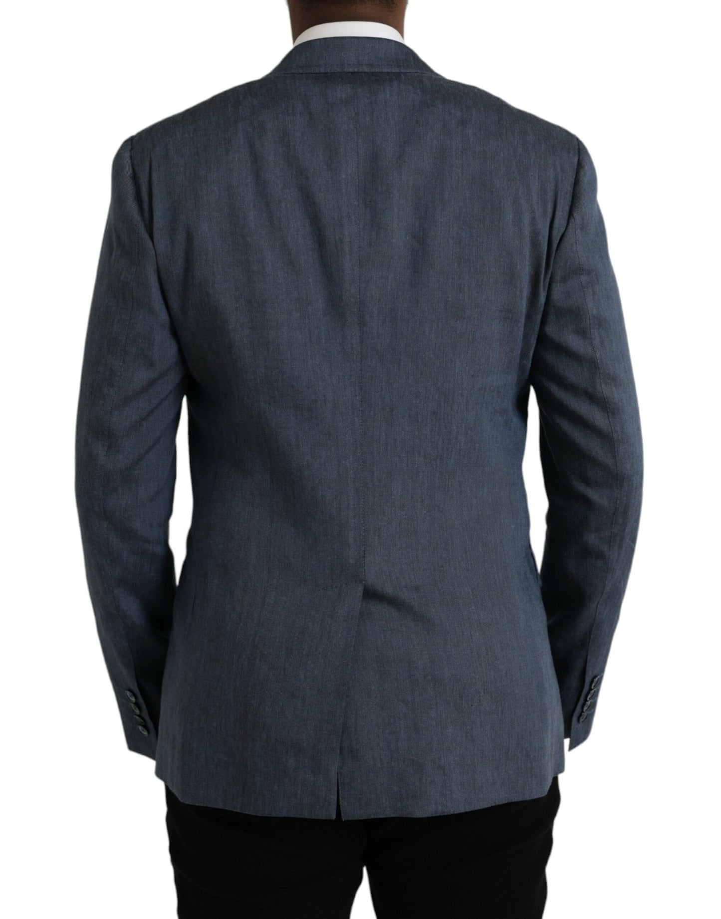 Dolce & Gabbana Blue Linen NAPOLI Single Breasted Coat Blazer IT50 / L