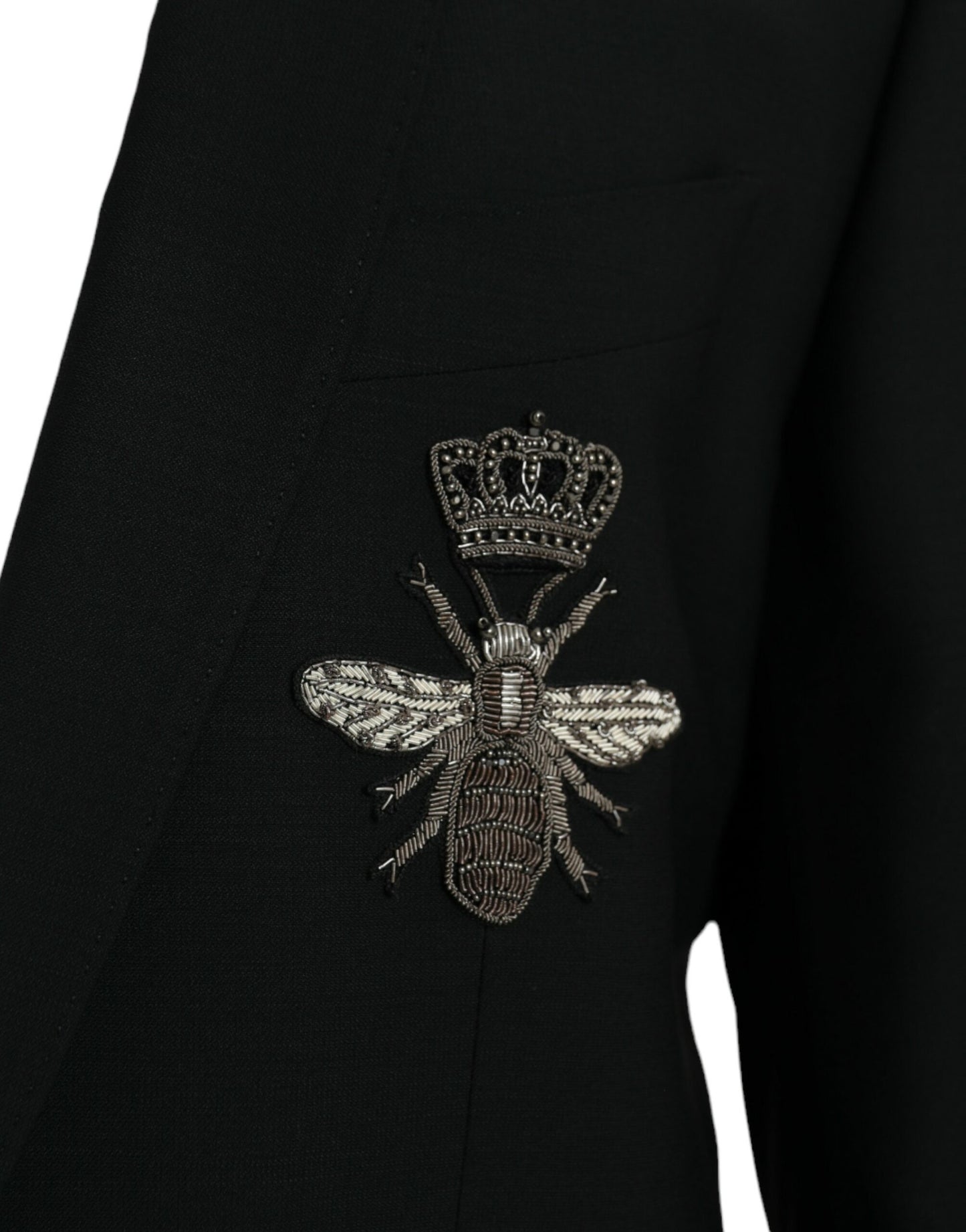 Dolce & Gabbana Black Crown Bee MARTINI Single Breasted Coat Blazer IT50 / L