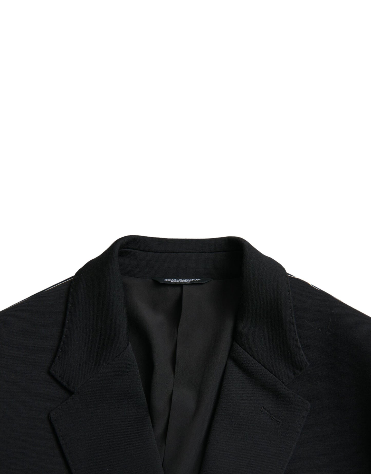 Dolce & Gabbana Black Wool Notch Single Breasted Coat Blazer IT50 / L