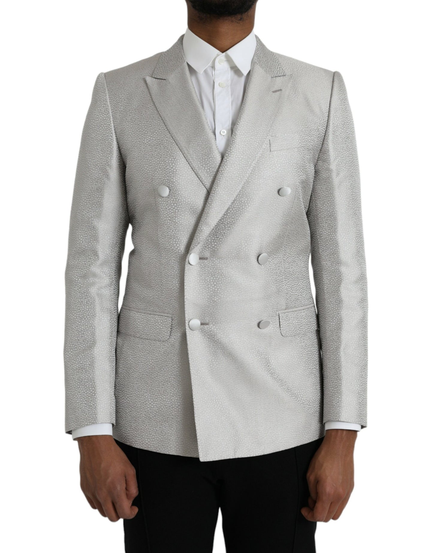 Dolce & Gabbana Off White MARTINI Double Breasted Coat Blazer IT46 / S