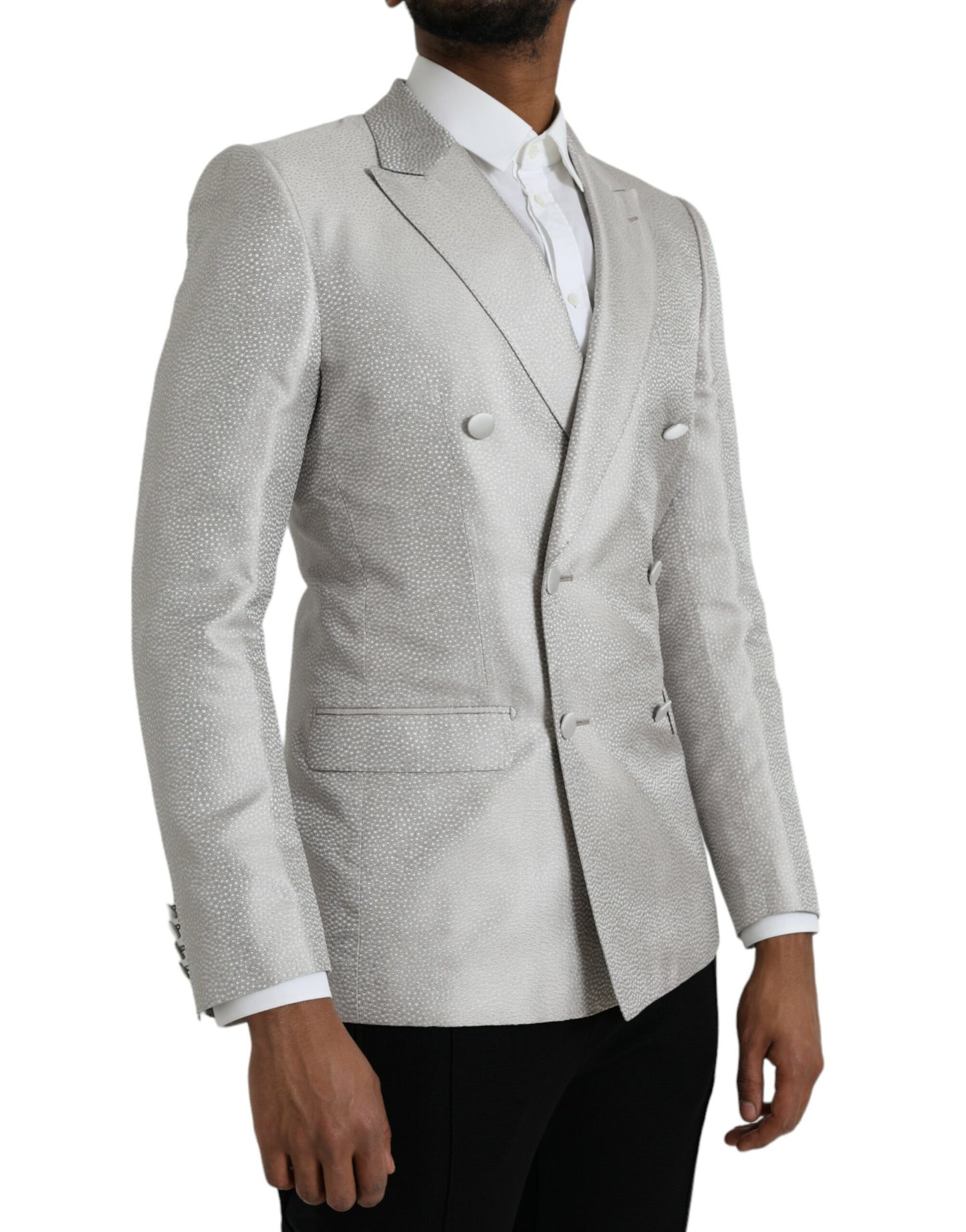 Dolce & Gabbana Off White MARTINI Double Breasted Coat Blazer IT46 / S