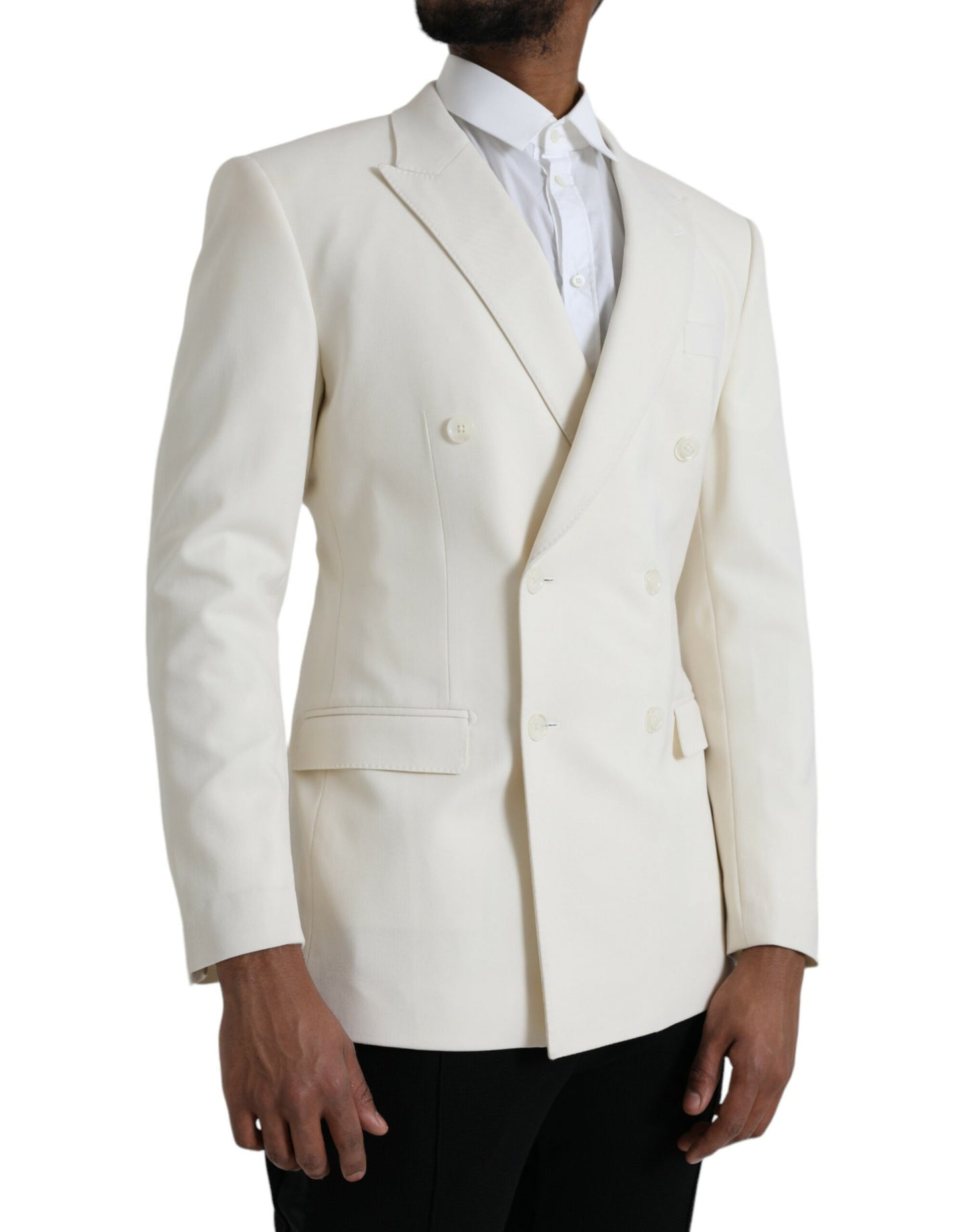 Dolce & Gabbana White Wool MARTINI Double Breasted Blazer IT50 / L