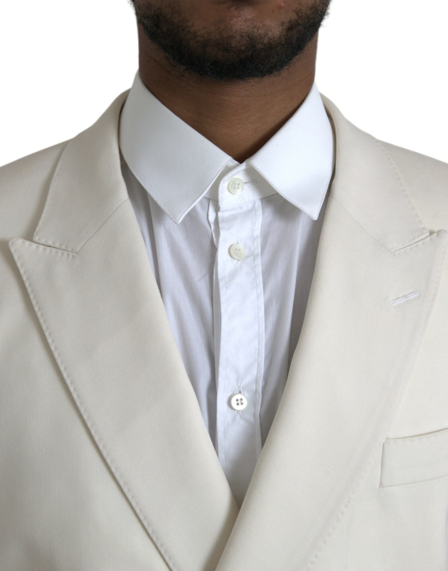 Dolce & Gabbana White Wool MARTINI Double Breasted Blazer IT50 / L