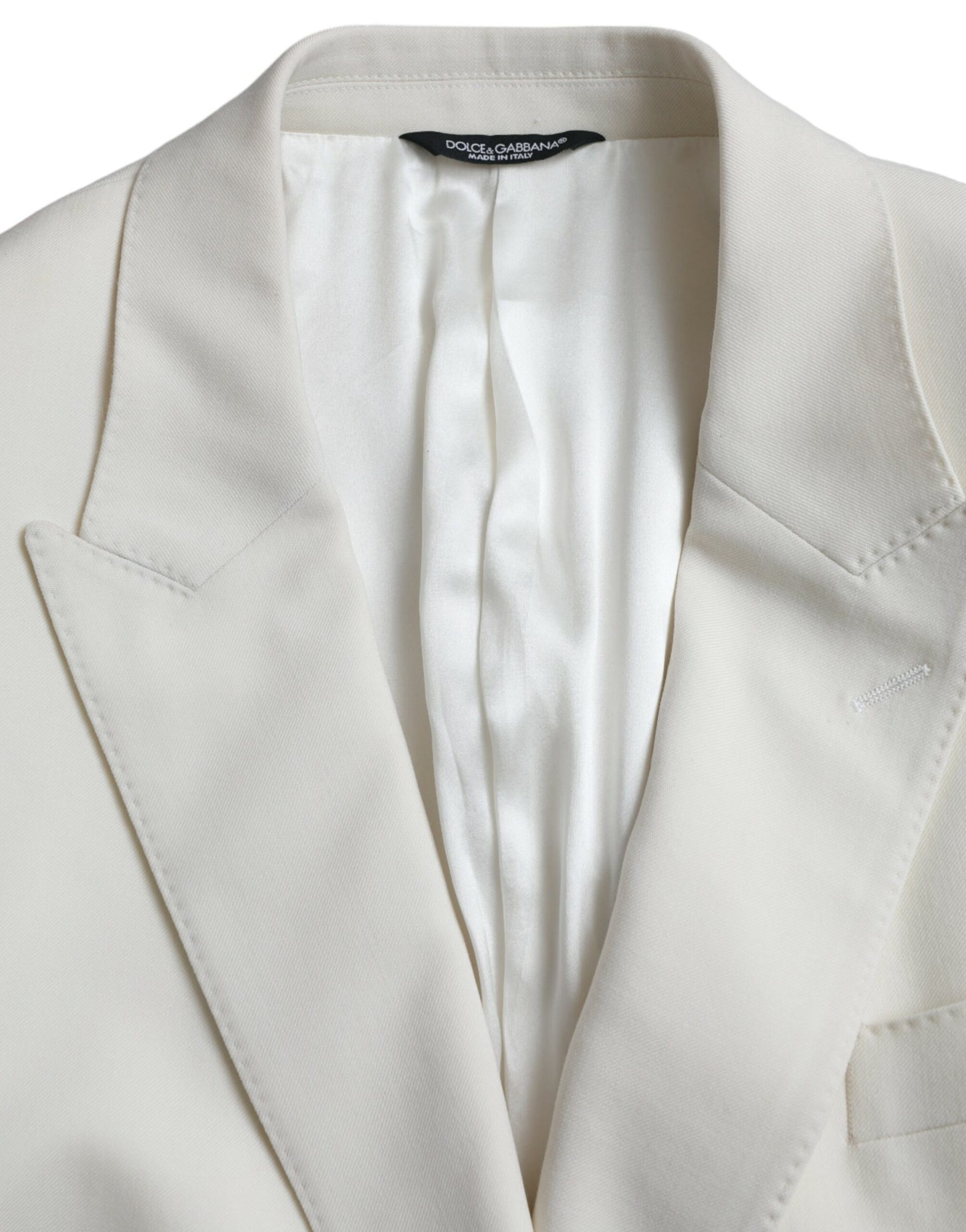 Dolce & Gabbana White Wool MARTINI Double Breasted Blazer IT50 / L