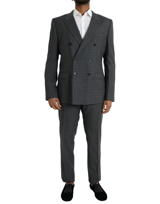 Dolce & Gabbana Gray Plaid Wool MARTINI Formal 2 Piece Suit IT54 / XL