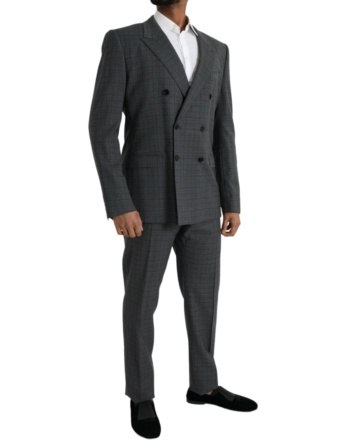 Dolce & Gabbana Gray Plaid Wool MARTINI Formal 2 Piece Suit IT54 / XL