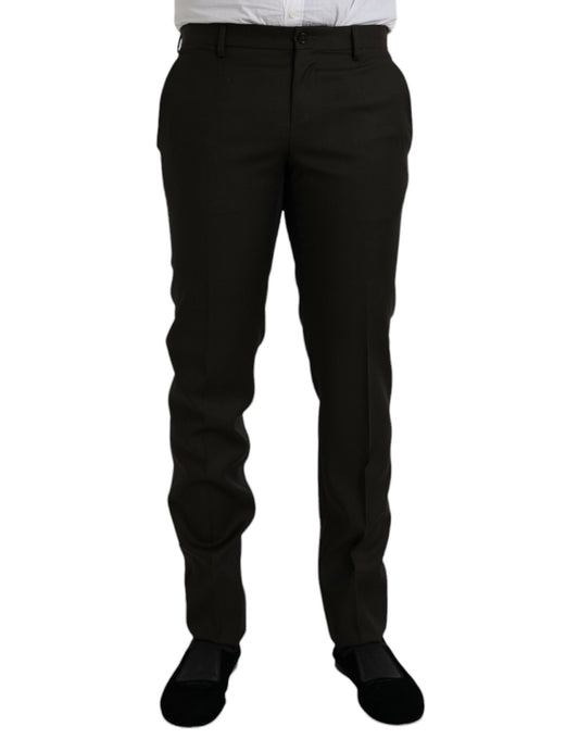 Dolce & Gabbana Dark Brown Wool Slim Fit Formal Pants IT48 / M