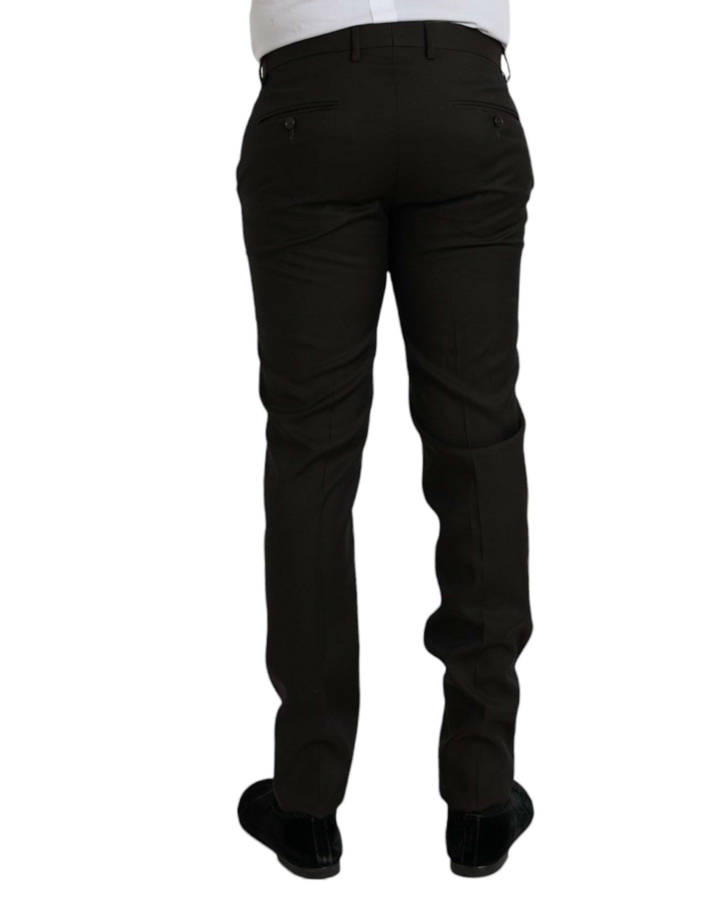 Dolce & Gabbana Dark Brown Wool Slim Fit Formal Pants IT48 / M