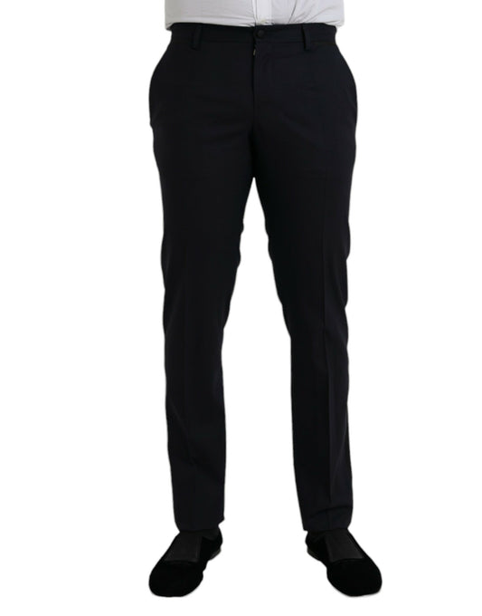 Dolce & Gabbana Dark Blue Wool Slim Fit Formal Pants IT48 / M