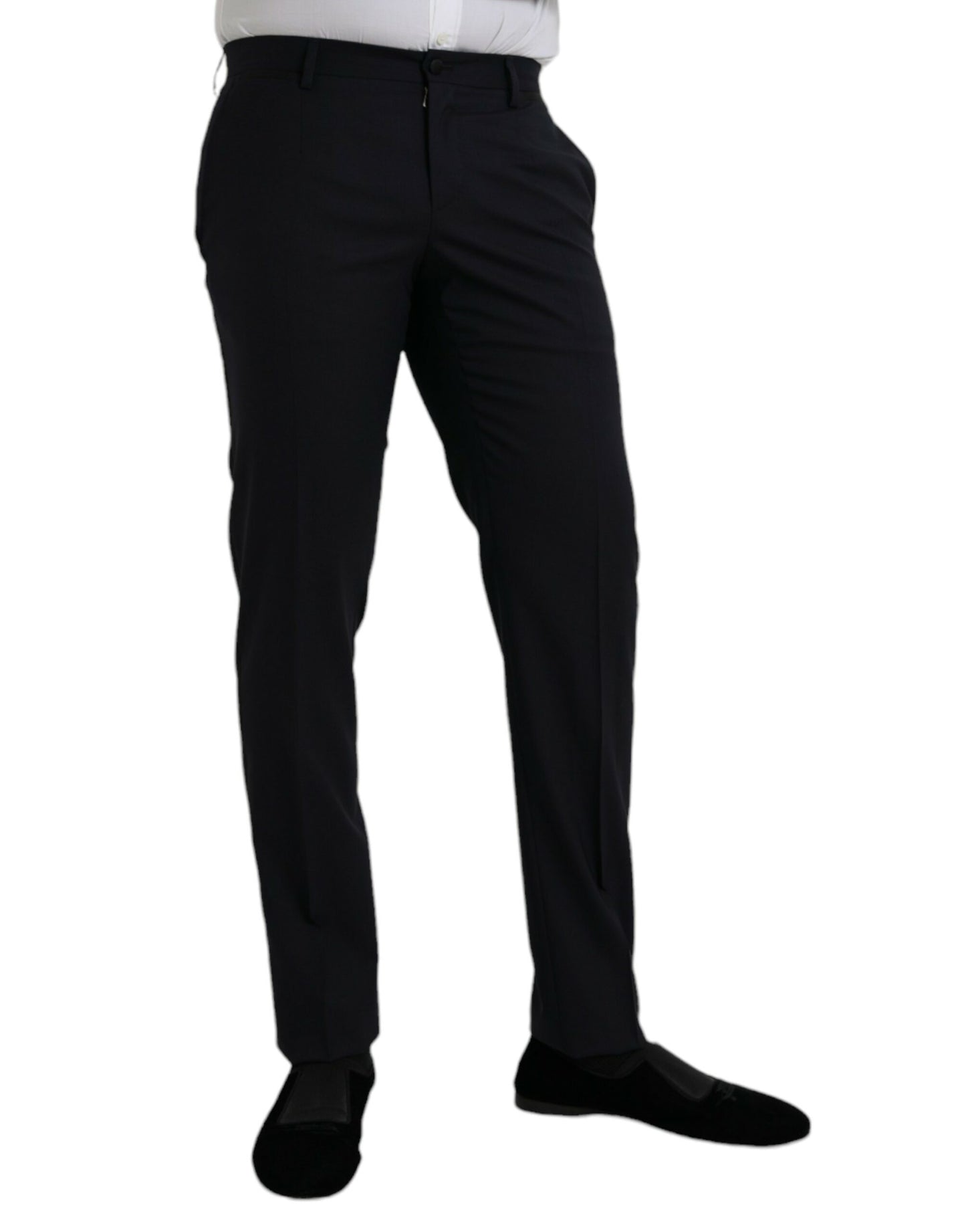 Dolce & Gabbana Dark Blue Wool Slim Fit Formal Pants IT48 / M