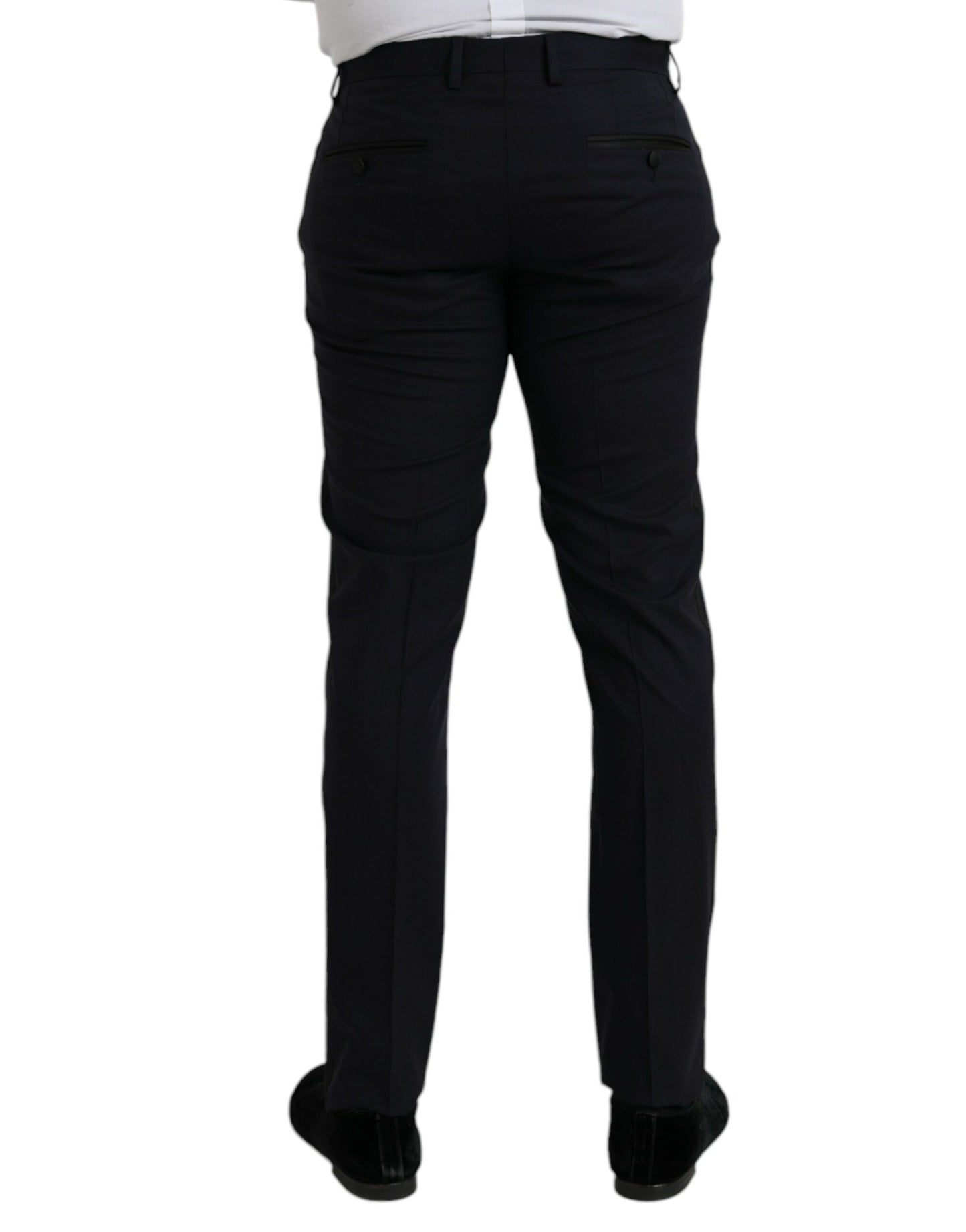 Dolce & Gabbana Dark Blue Wool Slim Fit Formal Pants IT48 / M