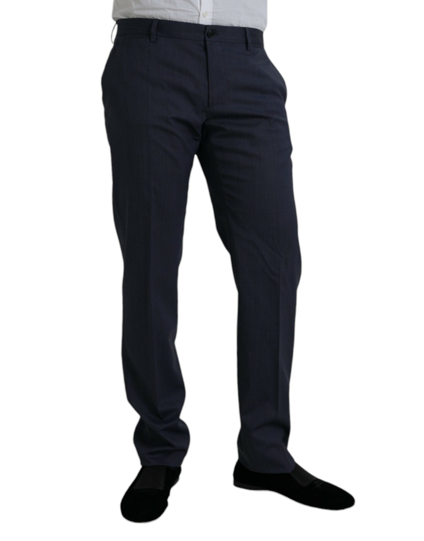 Dolce & Gabbana Blue Wool Slim Fit Dress Formal Pants IT52 / XL