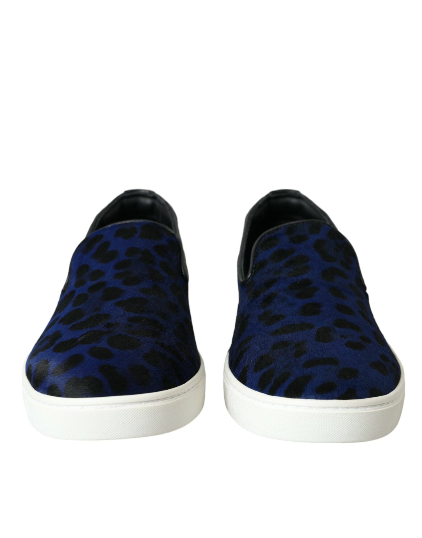 Dolce & Gabbana Blue Calfskin Hair Leopard Sneakers Shoes EU40.5 / US7.5