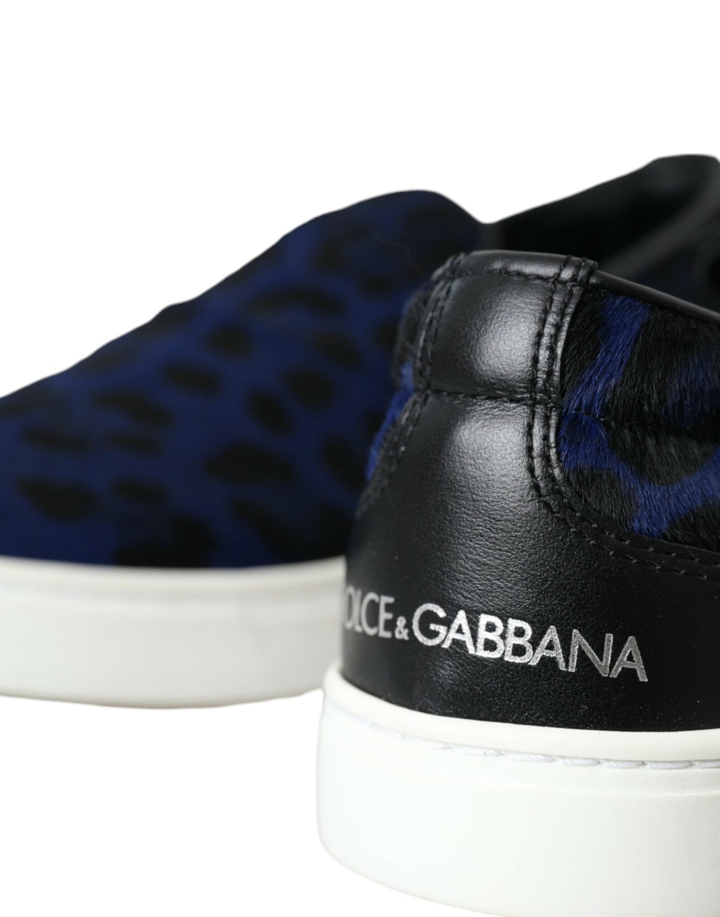 Dolce & Gabbana Blue Calfskin Hair Leopard Sneakers Shoes EU40.5 / US7.5