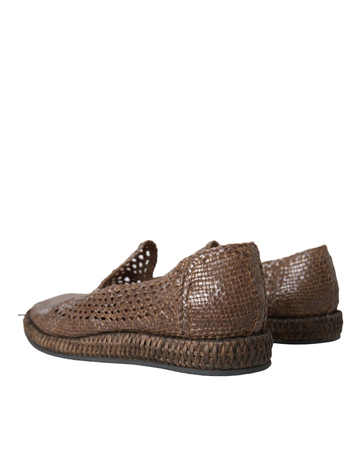 Dolce & Gabbana Brown Woven Leather Loafers Casual Shoes EU41 / US8