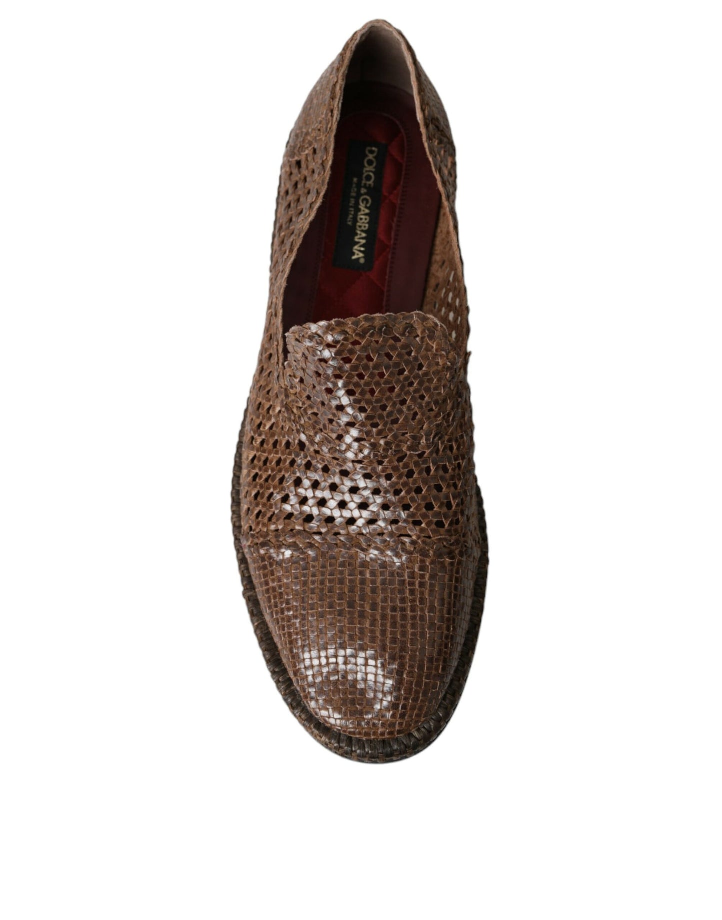 Dolce & Gabbana Brown Woven Leather Loafers Casual Shoes EU41 / US8