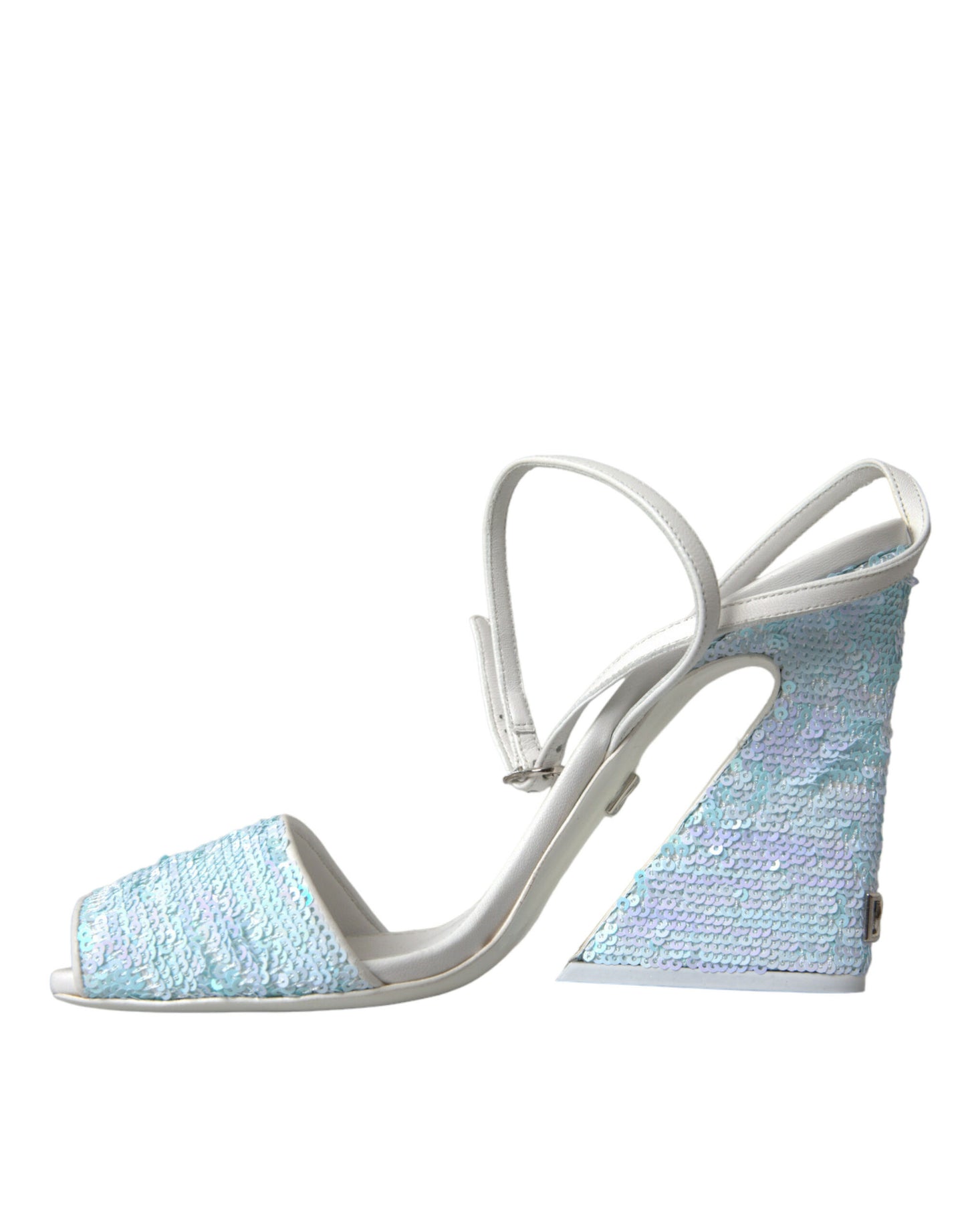 Dolce & Gabbana Light Blue Sequin Ankle Strap Sandals Shoes EU39 / US8.5