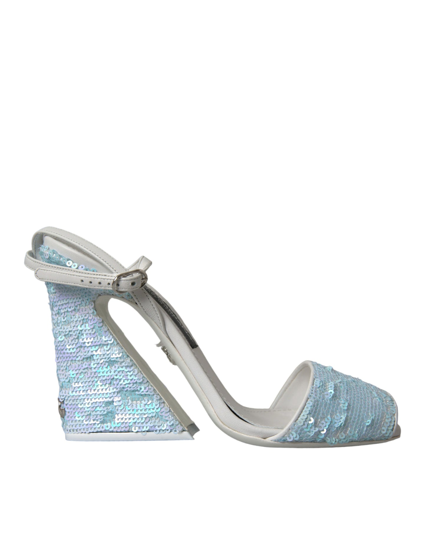 Dolce & Gabbana Light Blue Sequin Ankle Strap Sandals Shoes EU39 / US8.5