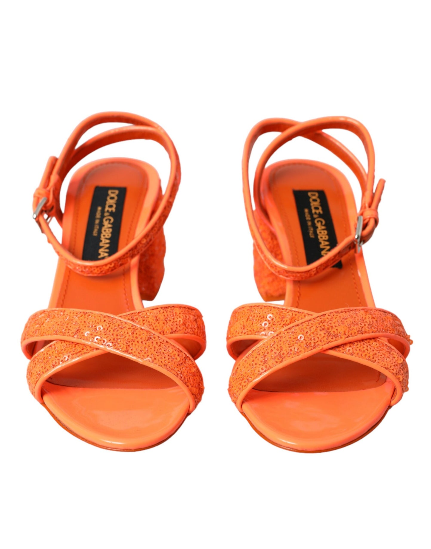 Dolce & Gabbana Orange Sequin Ankle Strap Sandals Shoes EU39 / US8.5