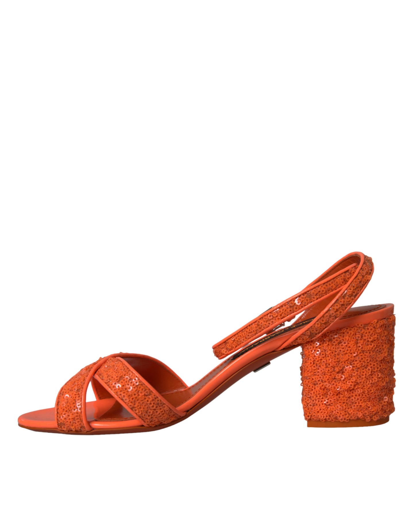 Dolce & Gabbana Orange Sequin Ankle Strap Sandals Shoes EU39 / US8.5