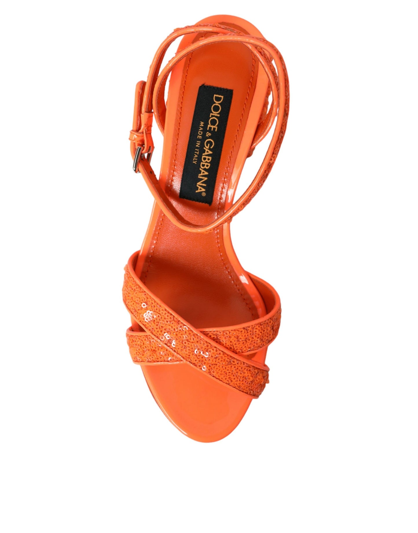 Dolce & Gabbana Orange Sequin Ankle Strap Sandals Shoes EU39 / US8.5