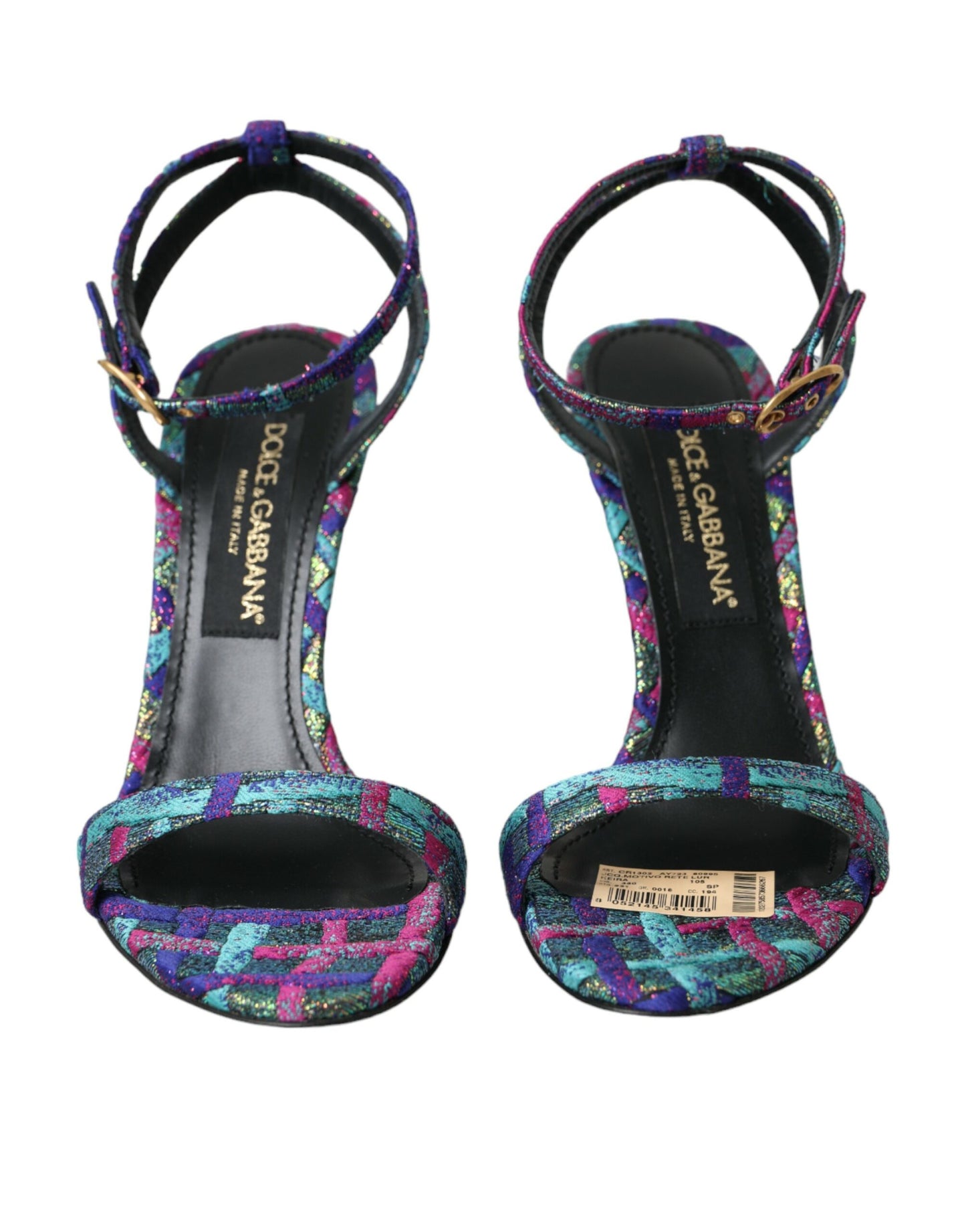 Dolce & Gabbana Multicolor Jacquard Crystals Sandals Shoes EU38 / US7.5