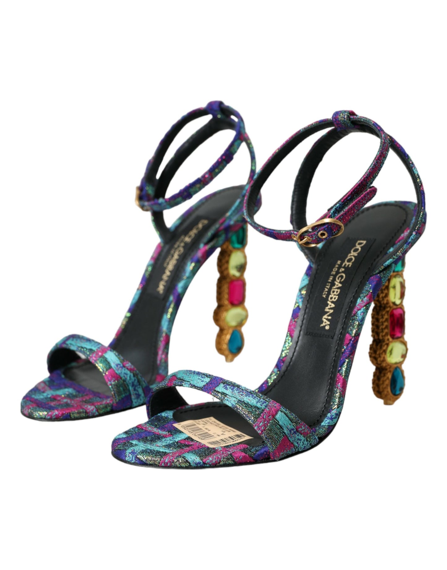 Dolce & Gabbana Multicolor Jacquard Crystals Sandals Shoes EU38 / US7.5