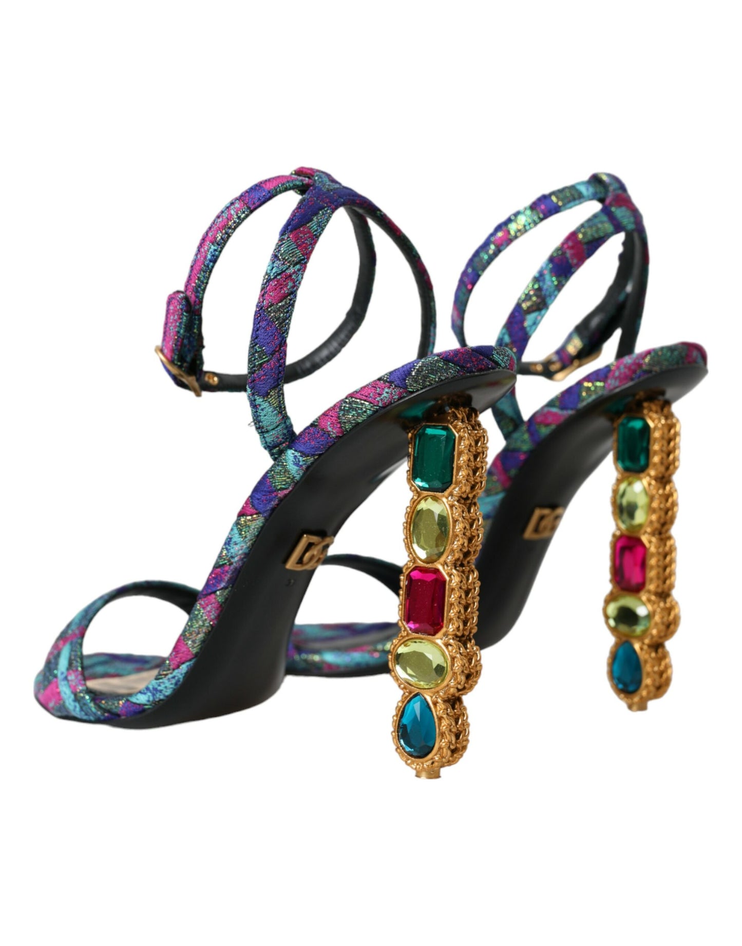 Dolce & Gabbana Multicolor Jacquard Crystals Sandals Shoes EU38 / US7.5