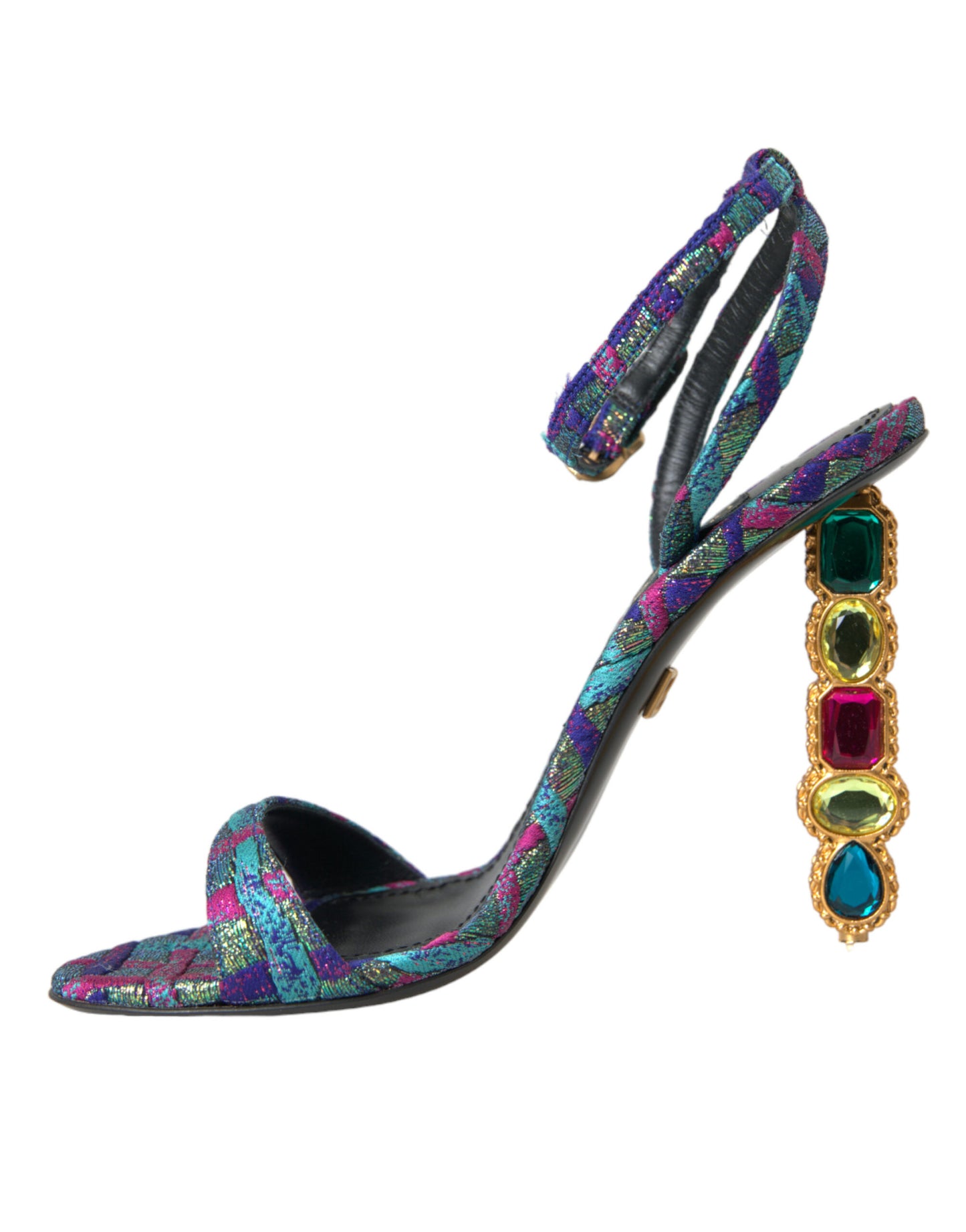 Dolce & Gabbana Multicolor Jacquard Crystals Sandals Shoes EU38 / US7.5