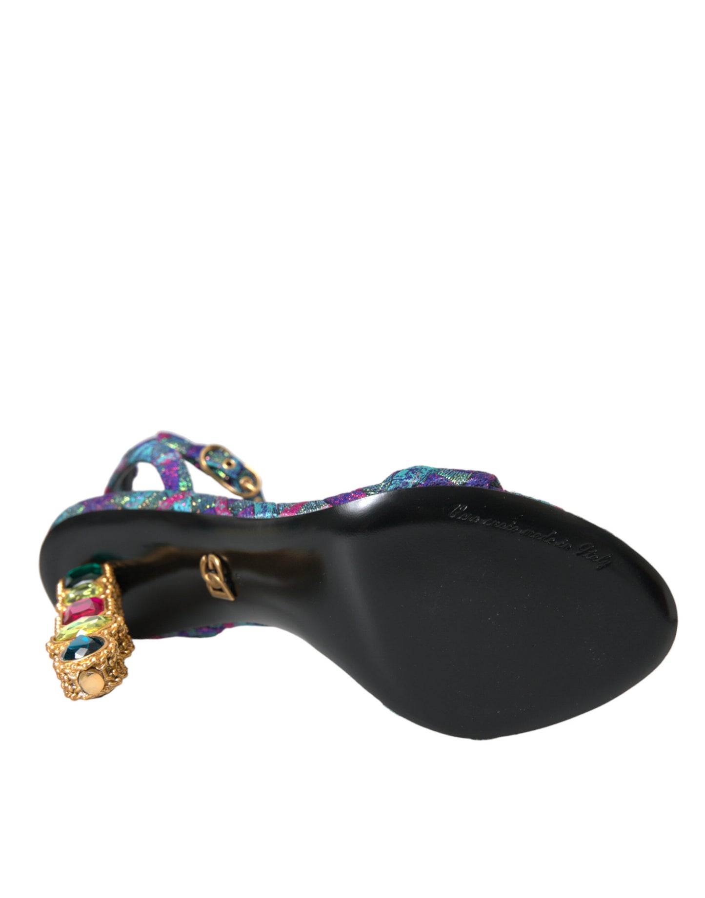 Dolce & Gabbana Multicolor Jacquard Crystals Sandals Shoes EU38 / US7.5