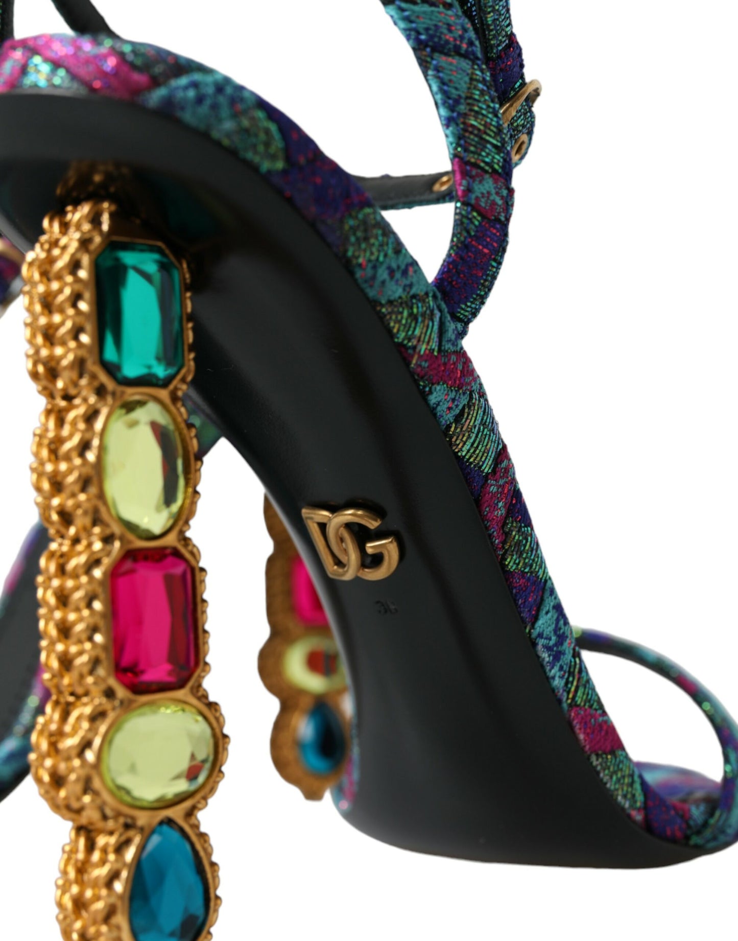 Dolce & Gabbana Multicolor Jacquard Crystals Sandals Shoes EU38 / US7.5