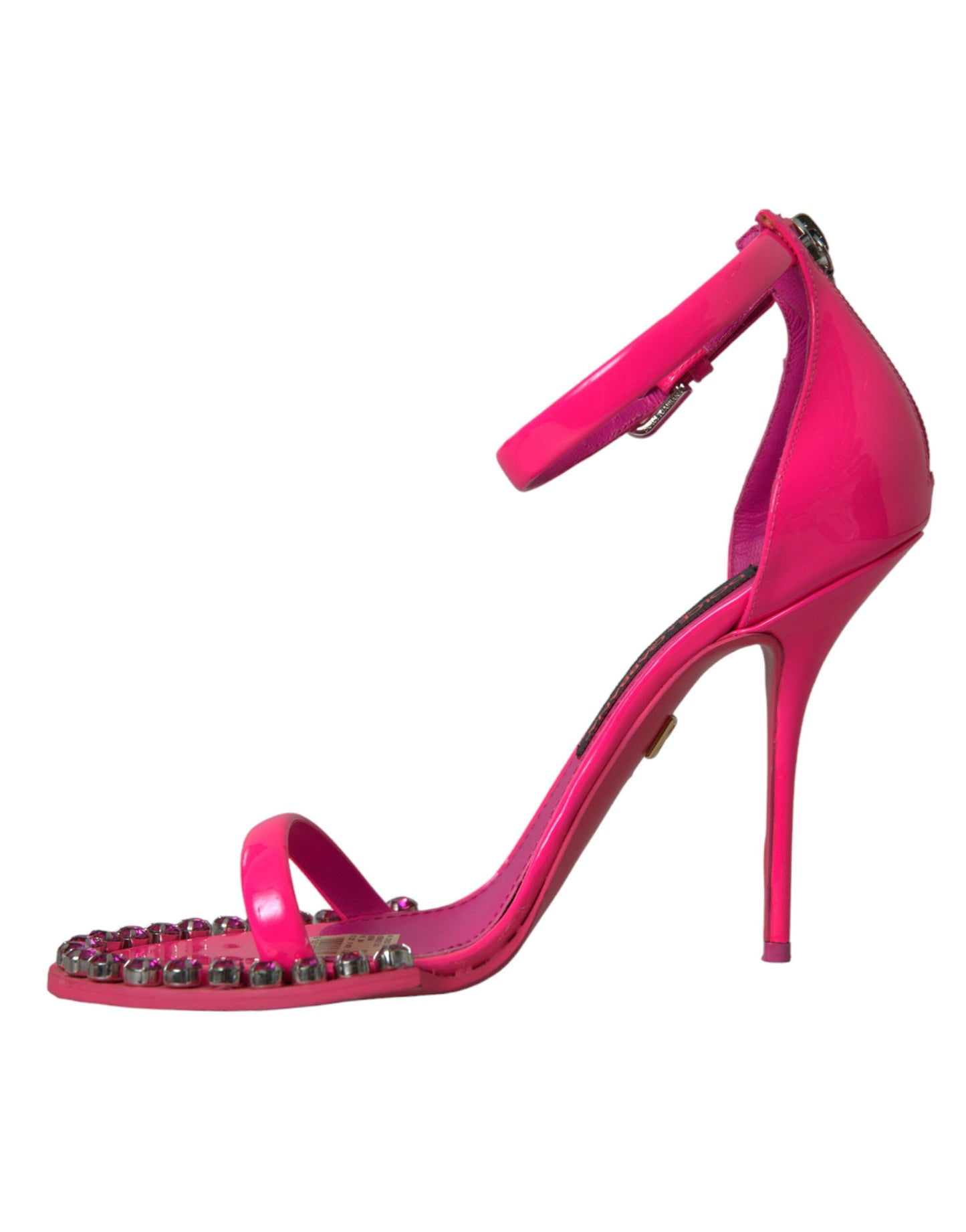 Dolce & Gabbana Pink Leather Crystal Heels Sandals Shoes EU39 / US8.5