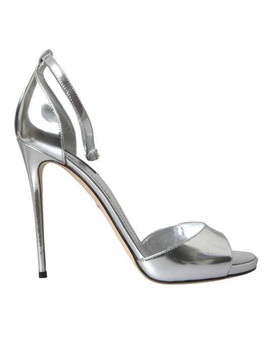 Dolce & Gabbana Silver KEIRA Leather Heels Sandals Shoes EU40 / US9.5