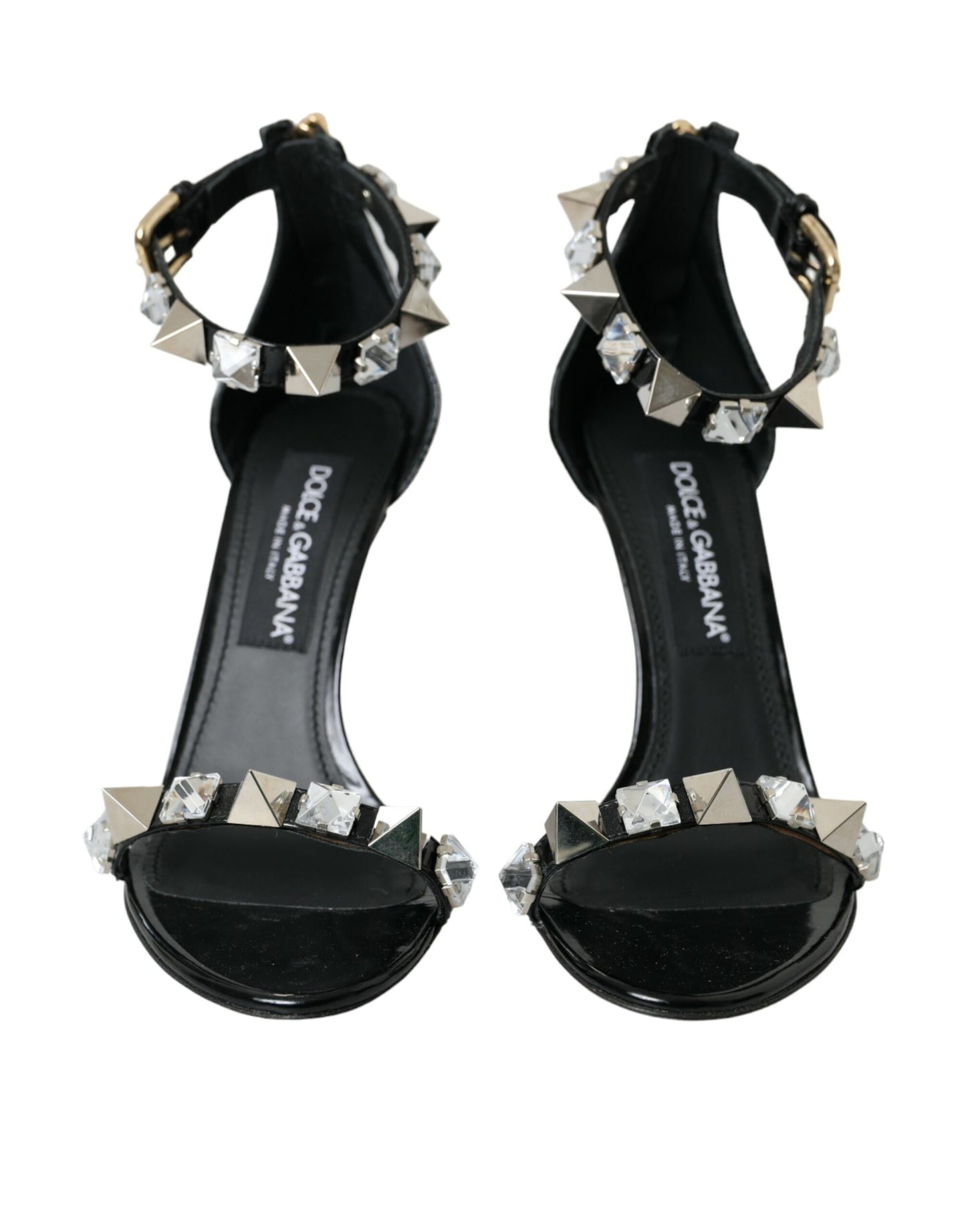 Dolce & Gabbana Black Crystals Sandals Ankle Strap Shoes EU38 / US7.5