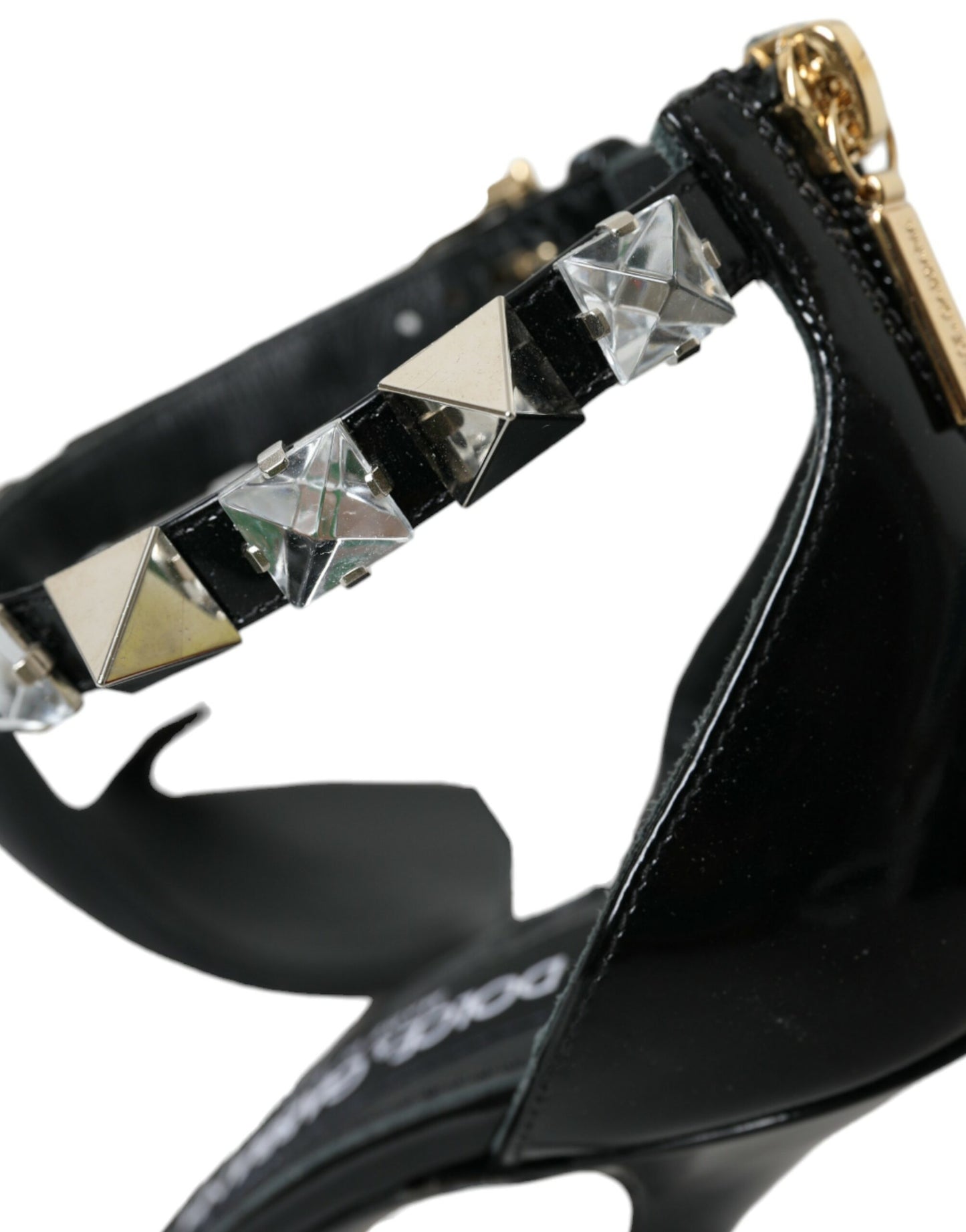 Dolce & Gabbana Black Crystals Sandals Ankle Strap Shoes EU38 / US7.5