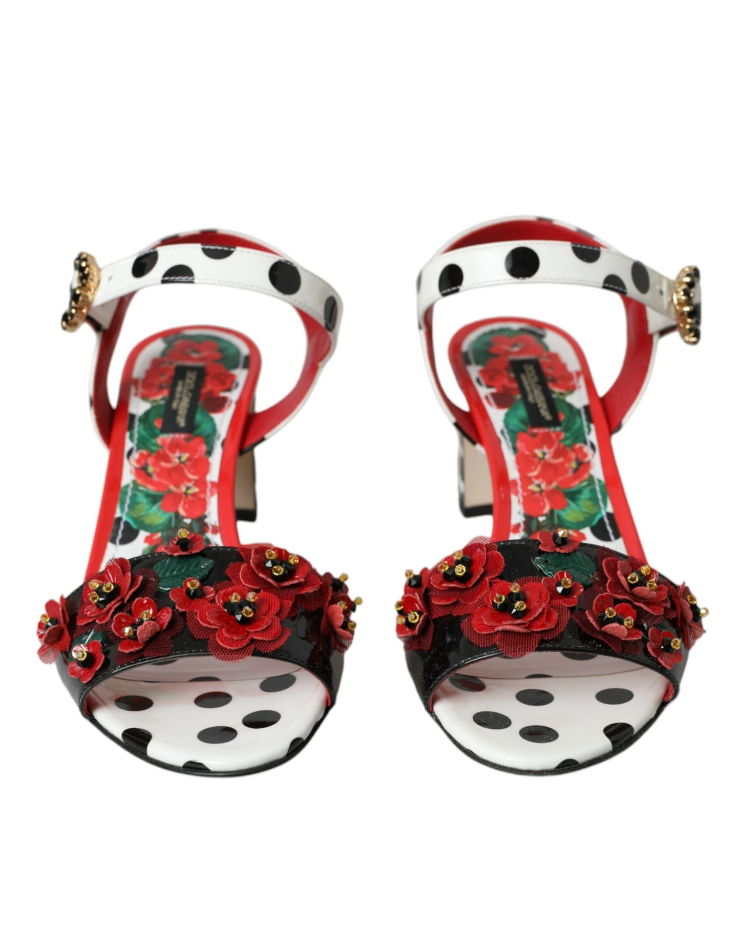 Dolce & Gabbana Multicolor Floral Crystal Leather Sandals Shoes EU37.5 / US7