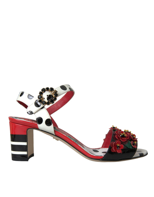 Dolce & Gabbana Multicolor Floral Crystal Leather Sandals Shoes EU37.5 / US7