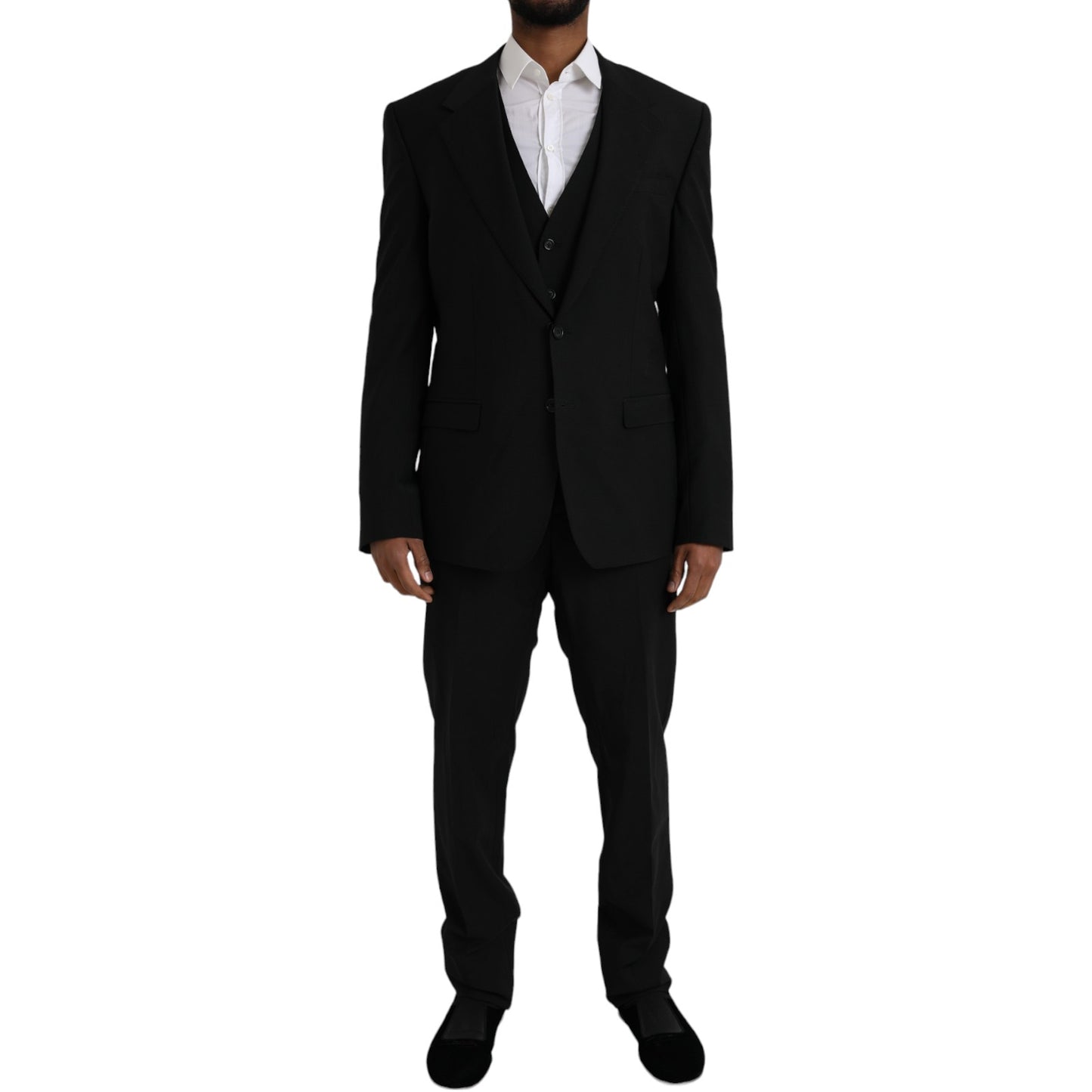 Dolce & Gabbana Black Polyester STAFF Formal 3 Piece Suit IT54 / XL