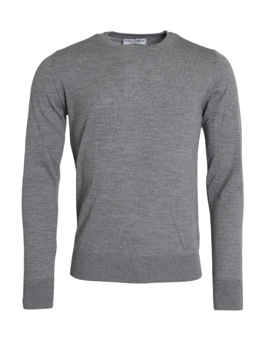 Dolce & Gabbana Ash Gray Wool Crew Neck Pullover Sweater IT52 / XL